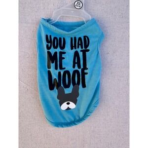 Blue You Had Me At Woof French Bulldog Graphic Dog Tank Top Size XS